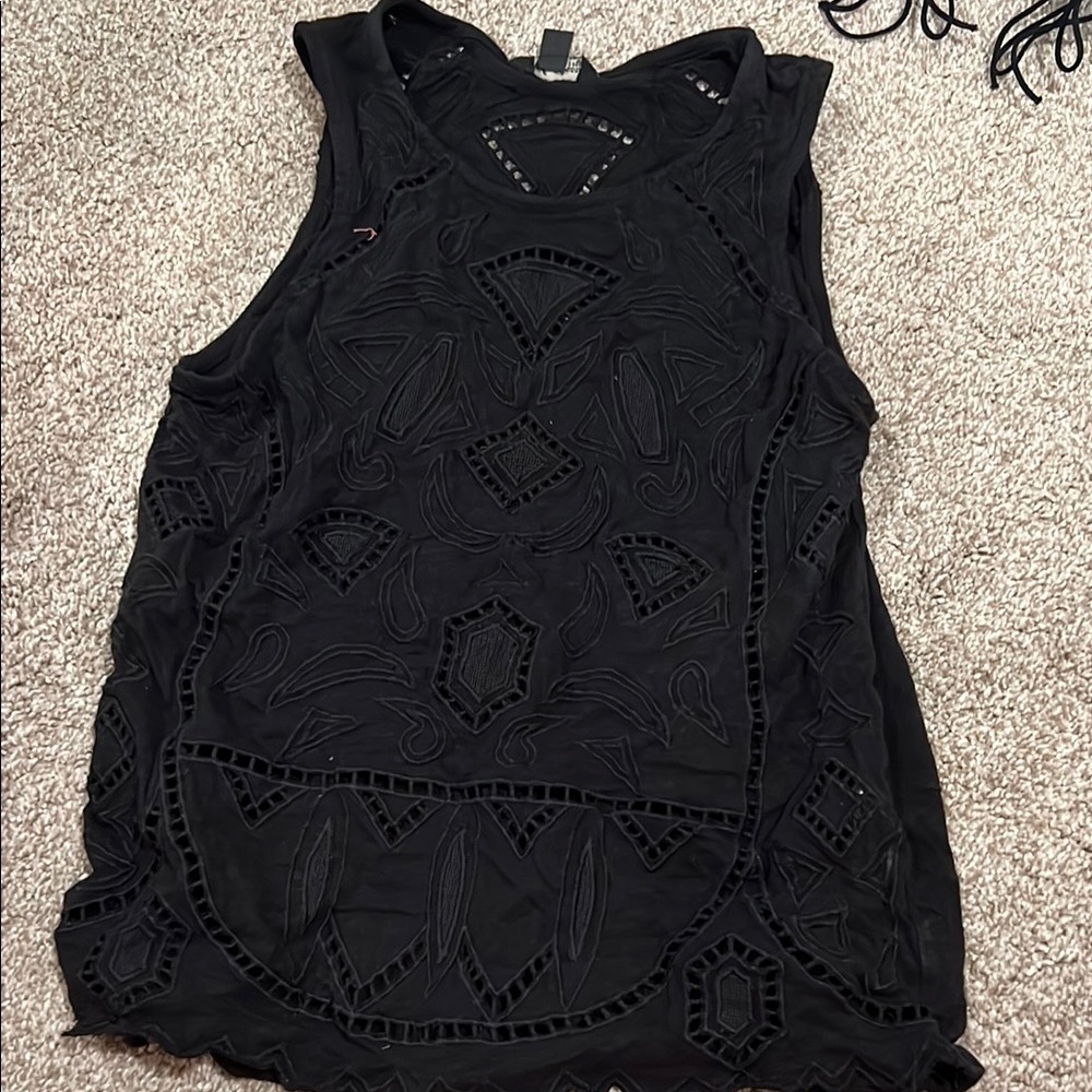 Lucky Brand Black Sleeveless Cut Out Tank Top
